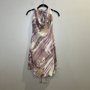 Cellecci Mini Dress Cowl Neck And Tie Back Halter Style Size Small New With Tags